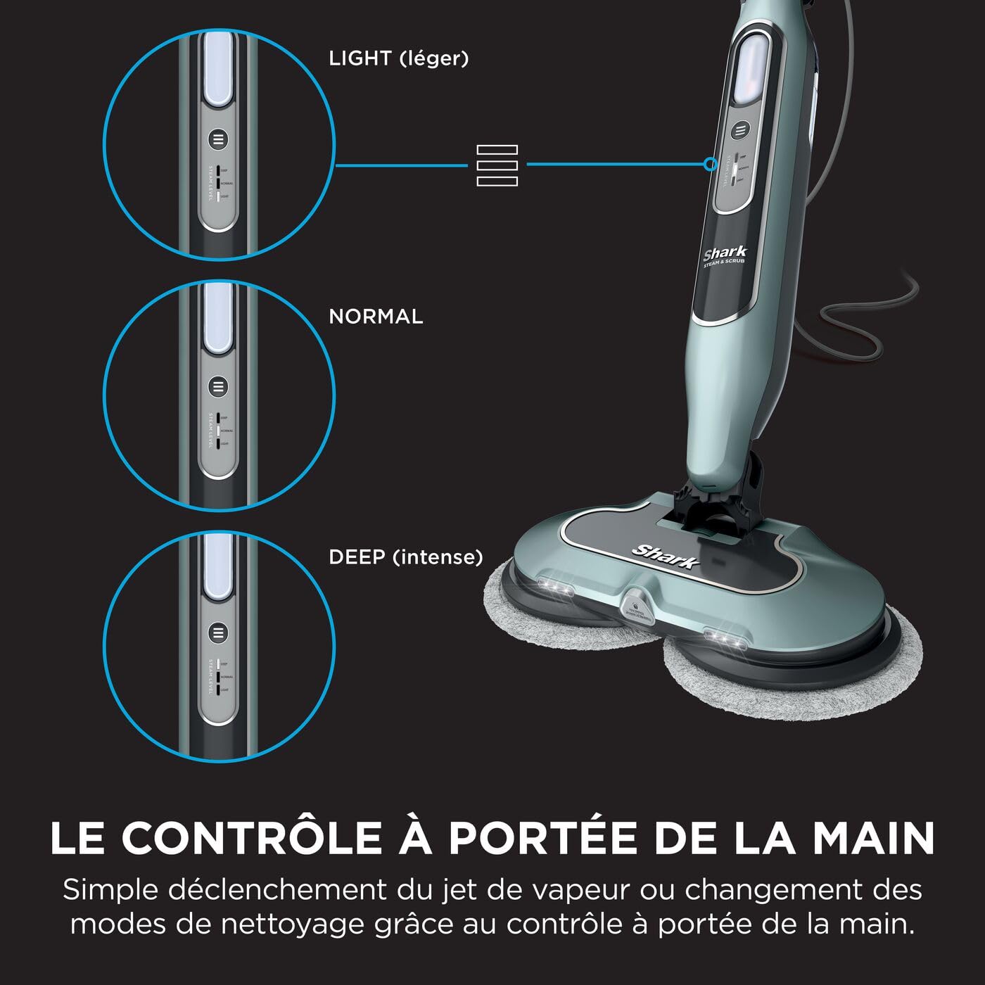 Shark balai vapeur automatique avec mode Steam Blaster, 6 lingettes microfibres, 3 réglages de vapeur, élimination des taches, pour tous les sols durs, cordon de 8 m, Vert sauge, S8201EUCP