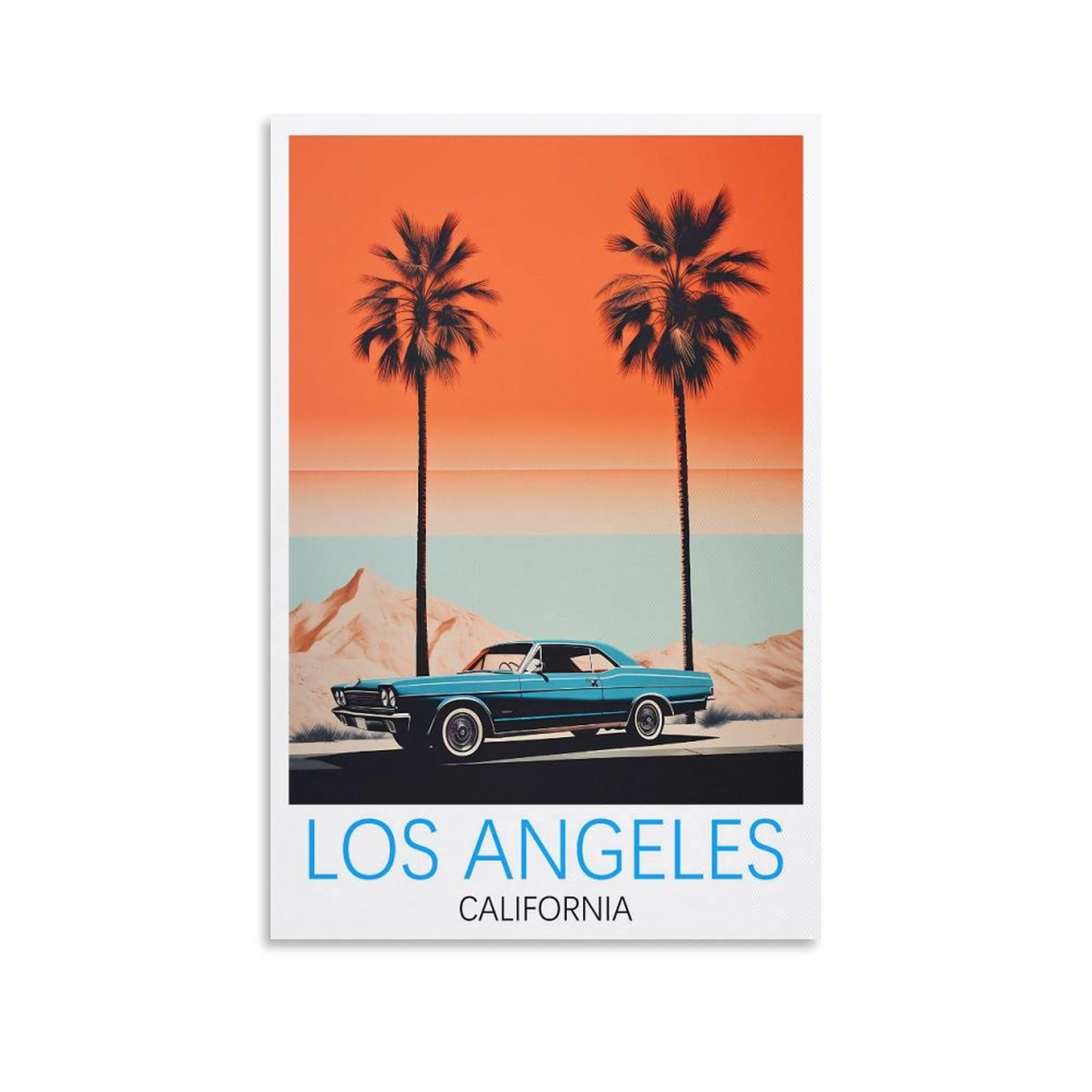 Orbana Unframe-Style Los Angeles California Vintage Travel Posters 08X12inch(20X30cm) Canvas Print For Living Room, Bedroom, Dorm, Home, Office Wall Decoration