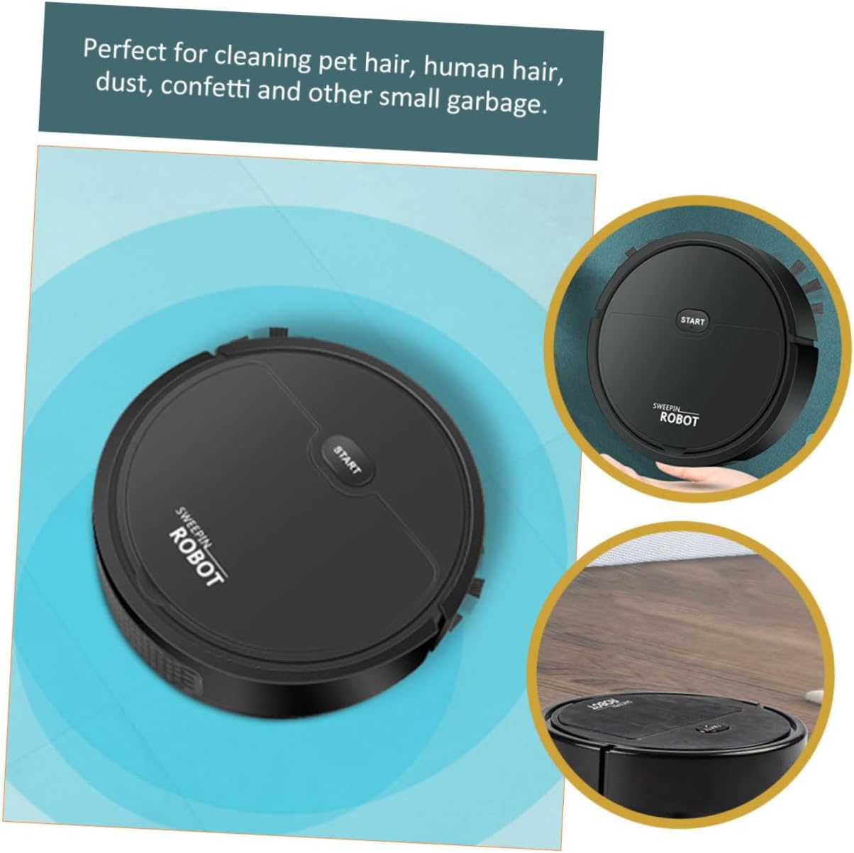 Mini Home Floor Vacuum Robot Robotic Sweeper Vacuum Mopping Function Black