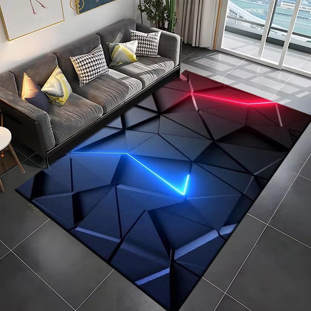 Tapis futuriste néon 3D au style cyberpunk pour bureau
