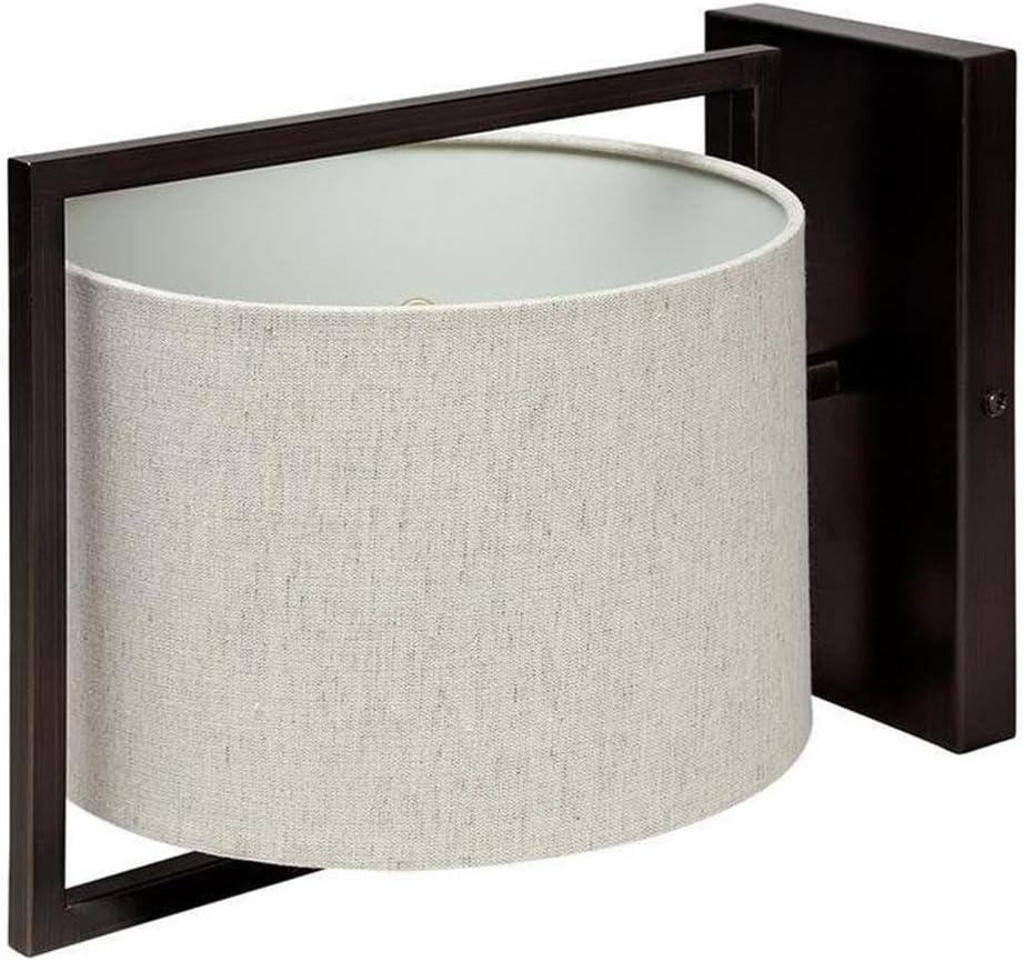 Pemberly Row Metal Wall Sconce, 9x13 in, Matte Black Frame, Cream Fabric Lampshade, Modern Style, Single Bulb Design, Durable Lighting Fixture for Living Room, Bedroom, or Hallway