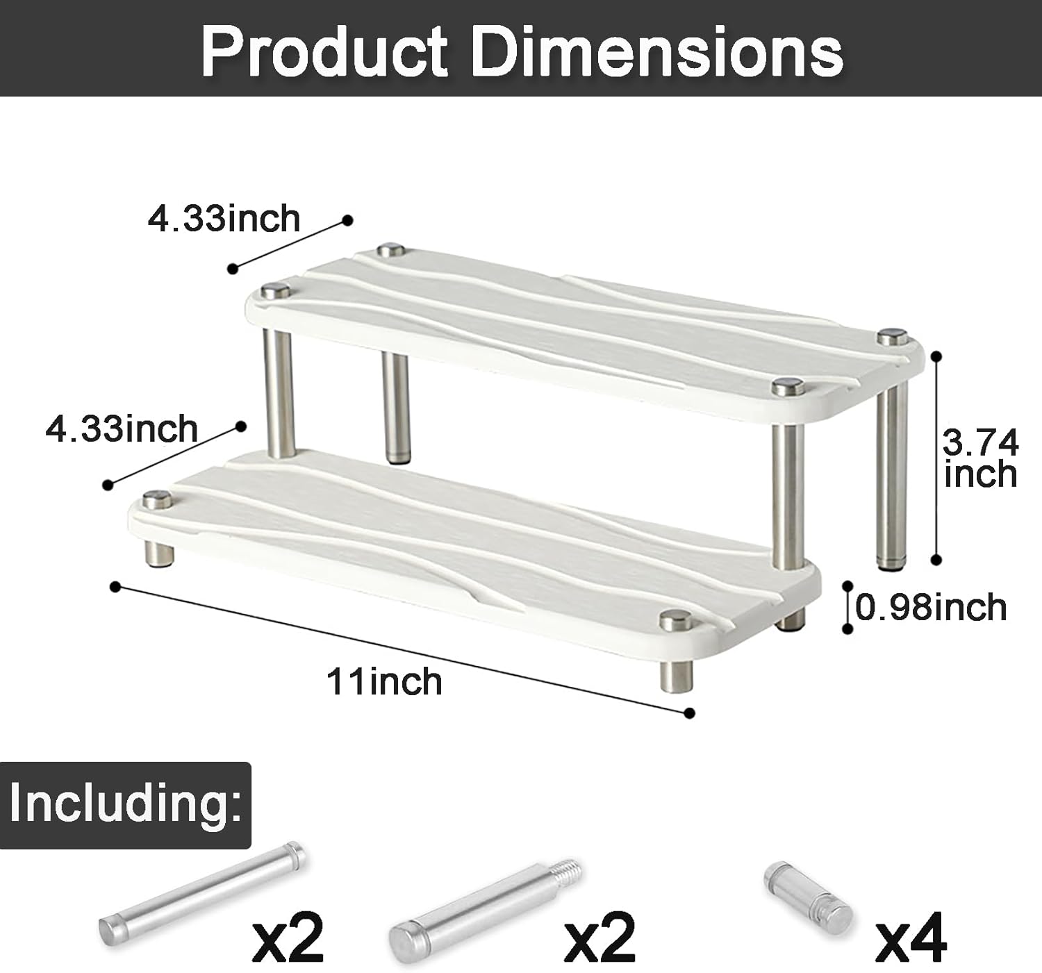 DdPLus Fast Drying Stone Sink Tray, Diatomaceous Earth Instant Dry Sink Organizer for Kitchen Counter/Bathroom, 2-Tier Water Absorbing Stone Tray for Sink, Sponge Holder, White, 2 Installation Ways