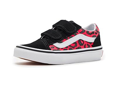 Vans Kids Old Skooltm V (Little Kid) Kids Shoes Glitter Leopard Diva Pink 