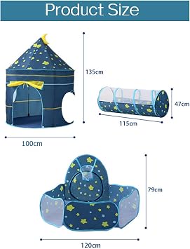 Kids Play Tent and Tunnel, Toddlers Tunnel Playhouse Ball Pit, 3-in-1 Garden Playhouse Tent for Boys Girls Indoor/Outdoor