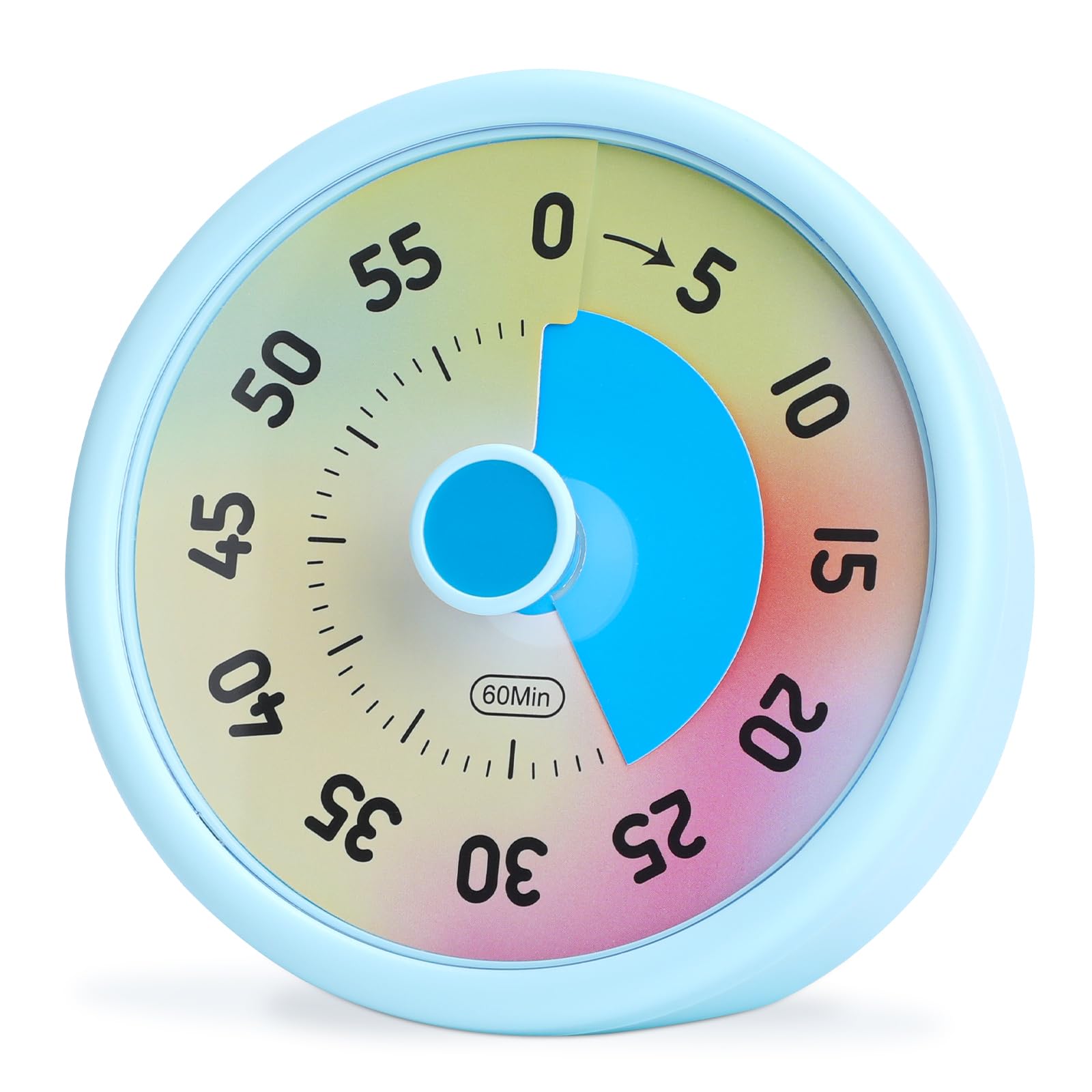 Euqvunn Visual Timer for Kids, 60 Minute Visual Countdown Timer with Silent Operation, Non-Ticking Desk Timer Kids Time Management Tools for Classroom Kitchen Cook Home Adults, Rainbow, One Size