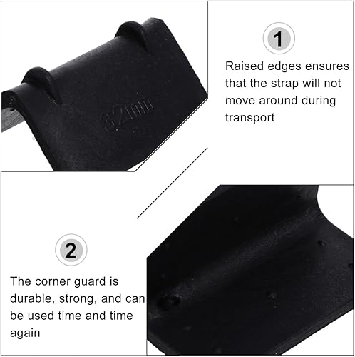 Miniatura 7 de 100 protectores de esquina de plástico negro para cajas de 2.16 x 1.18 pulgadas, reduce los daños del envío, ideal para correas y palets