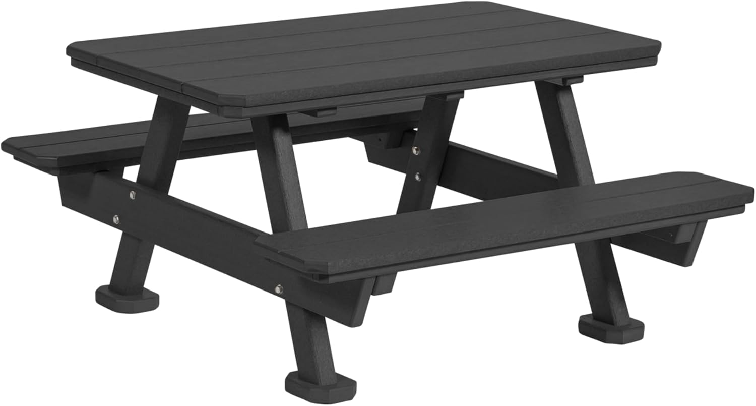 DutchCrafters Plastic Kids Picnic Table, Heavy Duty Toddler Outdoor Table, Childrens Picnic Tables for Outdoors for Playtime, Meals, Arts & Crafts, Camping and More - Amish Made in USA (Black)