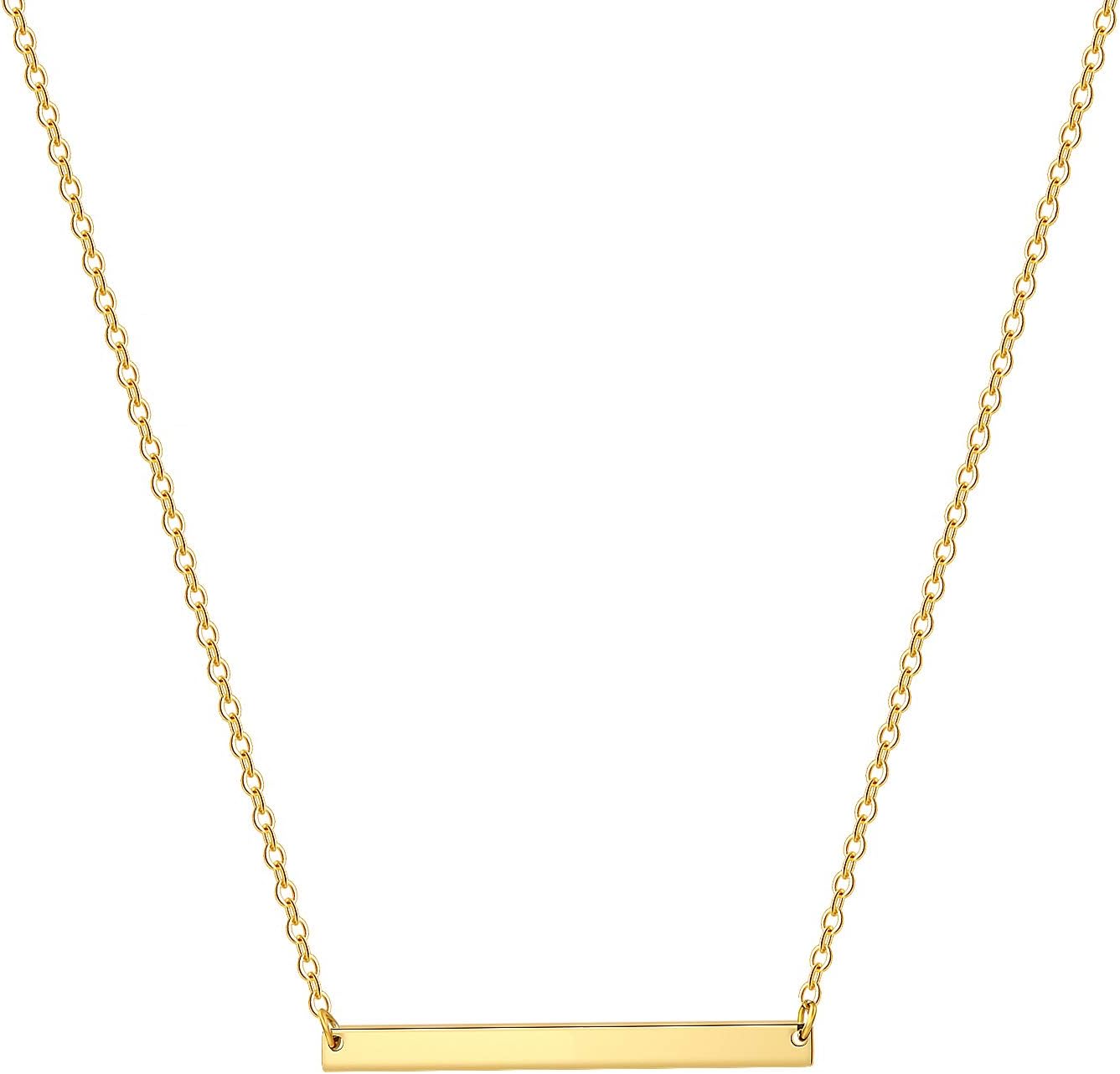 Dainty Gold Layered Bar Neckalce Moon Pendant Lariat Y Necklace 14K Gold Simple Necklace for Women