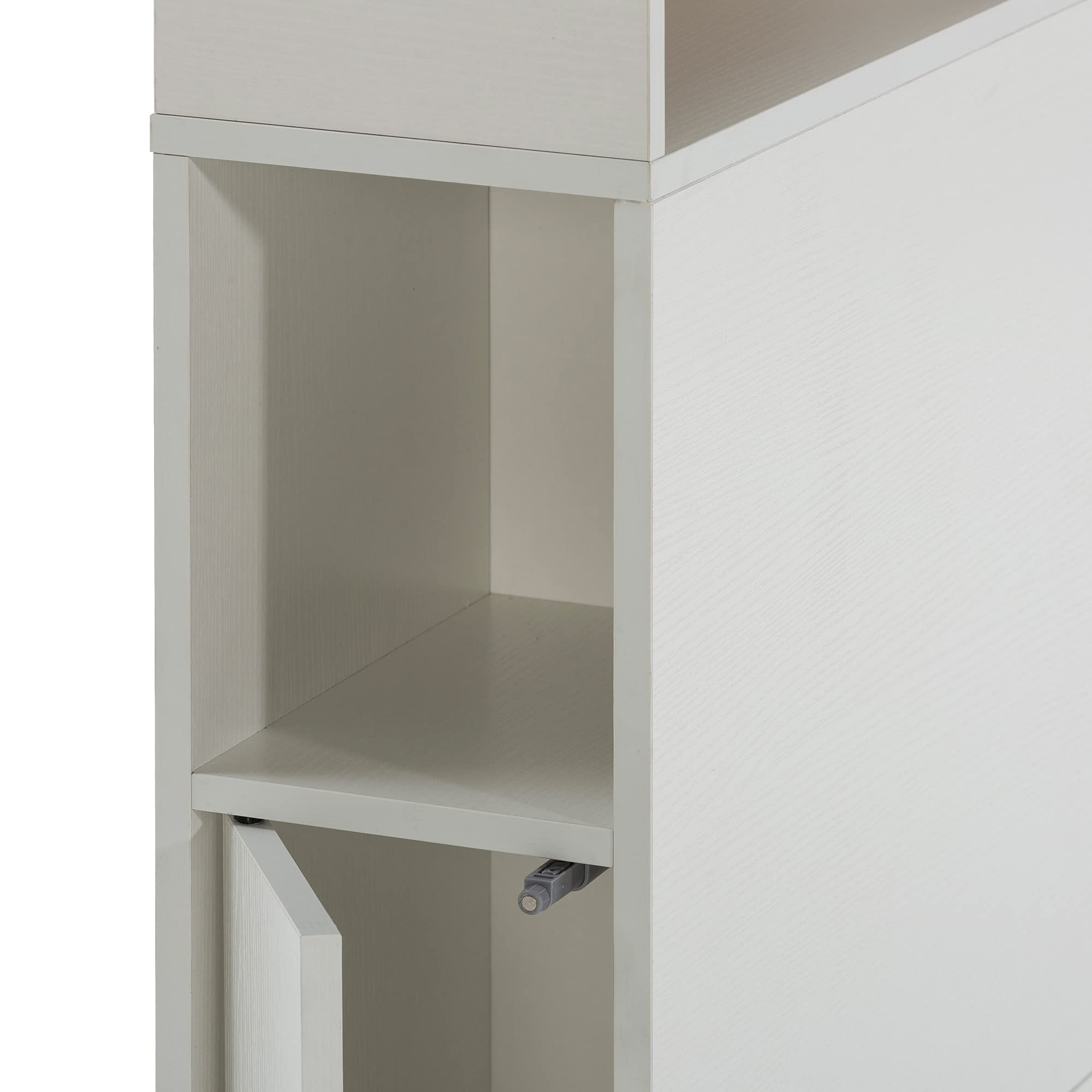 HOMN LIVING Cabecero de Cama Zeus 165 cm con almacenaje Blanco, 2 Puertas 9 Huecos