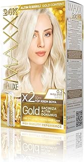 MAXX DELUXE Gold serisi 24K Altın Parçacıklı Serum ile 1 Kutu 2 x 50 ml ve Geliştiriciler Saç Boyası (BUZUL SARISI 0.2)
