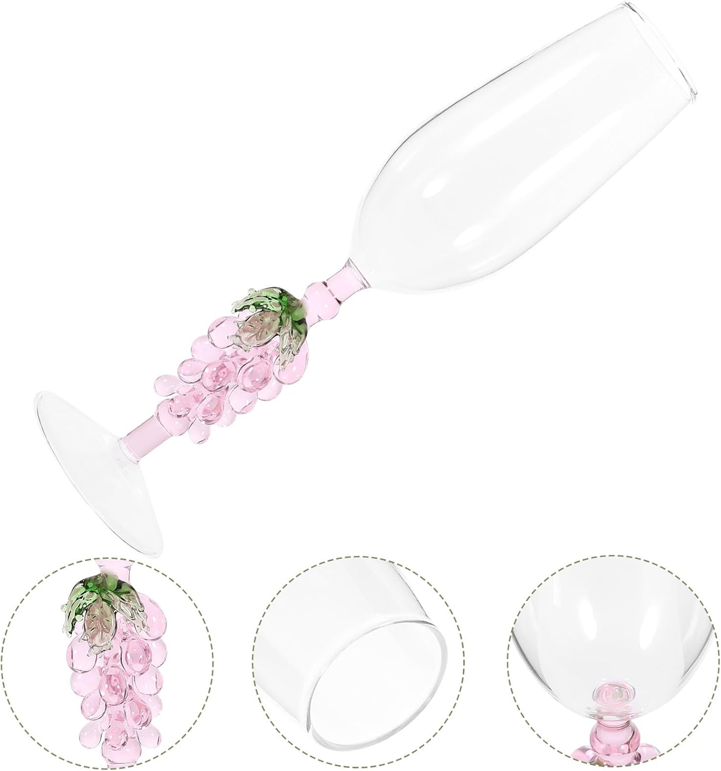 CHILDWEET Party Wine Glasses Set, Delicate Glass Goblets with Stem, Romantic Grape Design, Glass Wine Flutes for Wedding and Celebration Use
