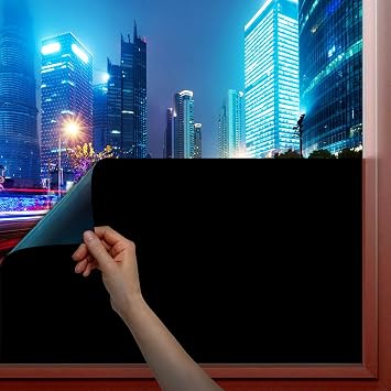 BDF 1BKOT Static Cling Blackout 100% Light Blocking Window Film- Easy Installation, Removal & No Residue 36in X 07ft
