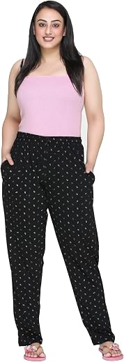 CUPID Woman's Regular Fit Cotton Pyjamas Comfortable Night Pajamas Track Pant, Lowers, Daily Use Lounge Wear Pants for Ladies