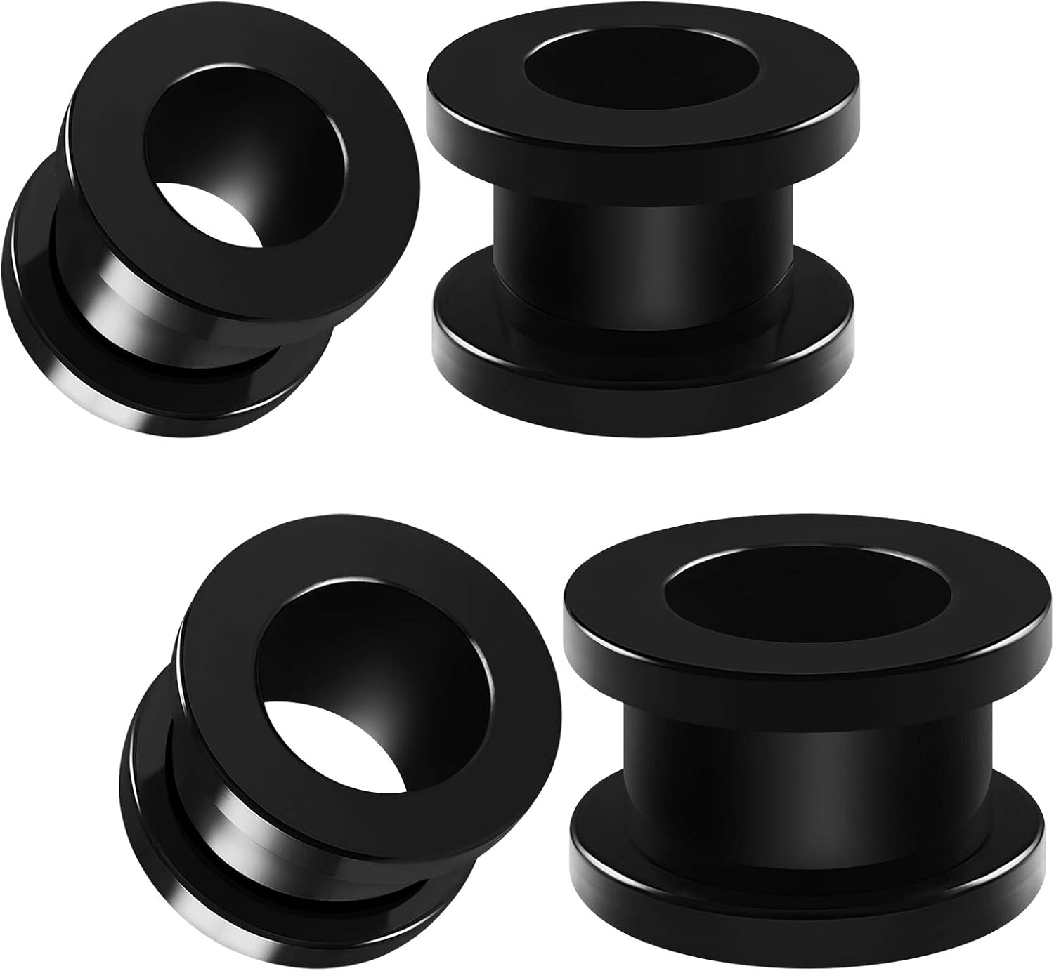 Pair of Black Acrylic flesh Screw-fit Tunnels Clear Crystal Piercing Jewelry Stretcher Ear Plugs Earring Lobe