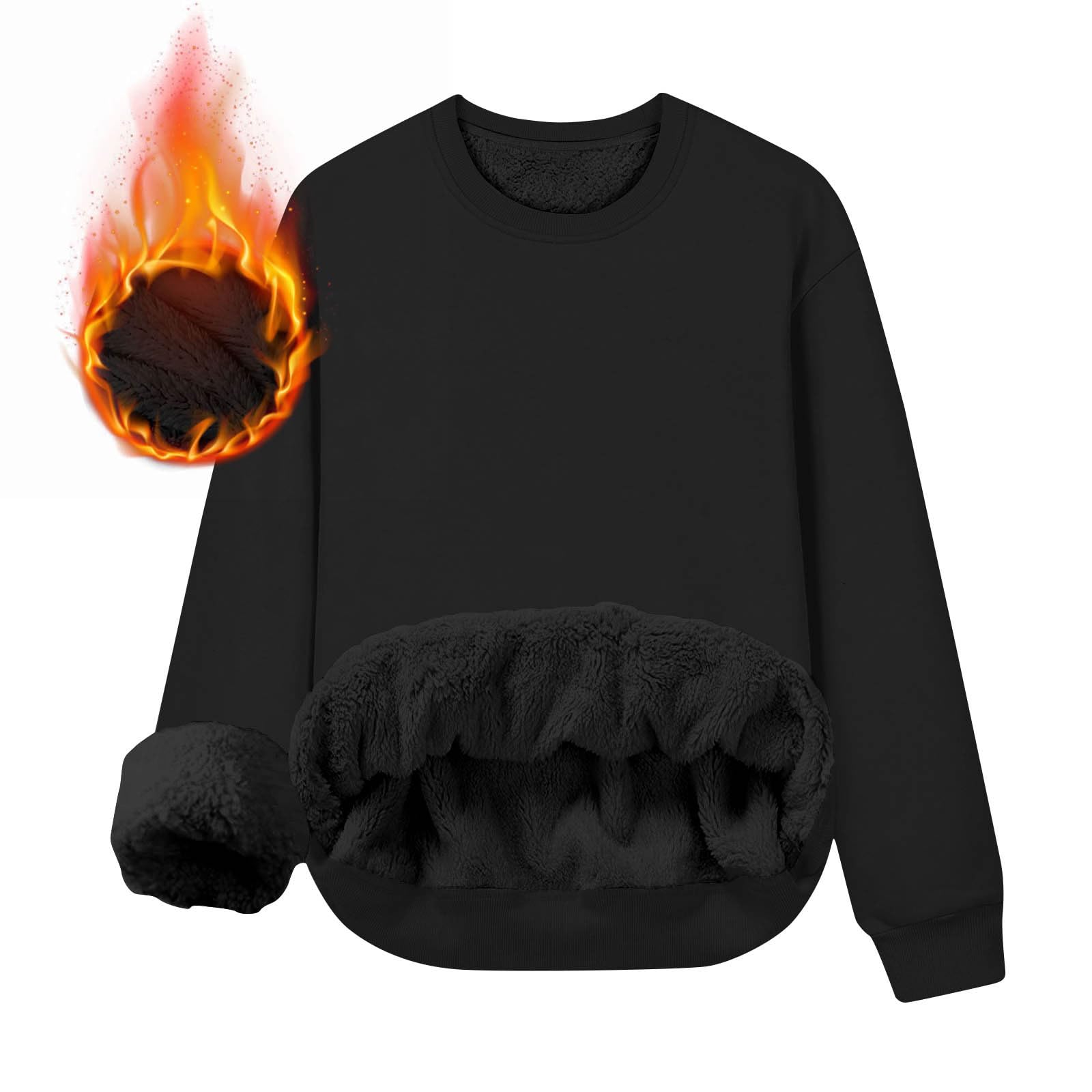 Felpa Uomo Girocollo Maniche Lunghe Pullover Tessuto Pile Casual
