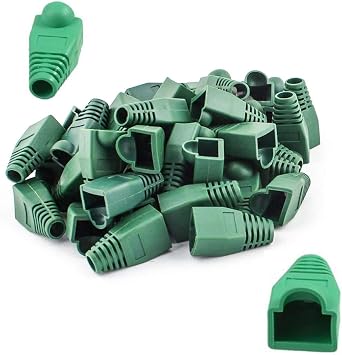 100pcs RJ45 Strain Relief Boots Ethernet Network Connector Plug Cover Soft Plastic CAT6 CAT5 CAT5E CAT6aGreen
