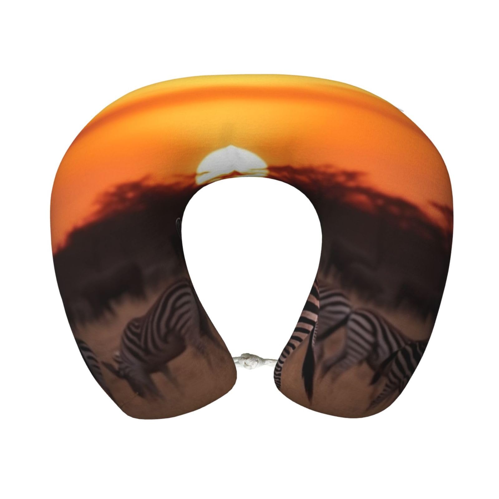FekiLoot Travel Pillow for Sleeping, Africa Sunset Zebra Travel Neck Pillow Comfortable U Shape Memory Foam Neck Rest Support Portable Travel Accessories Suitable for Airplane Car Office
