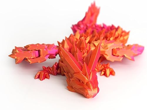 Miniatura 5 de Flavery Dragón impreso en 3D  Juguete para ansiedad de dragón articulado volador de 18 pulgadas, dragón brillante perlado flexible con alas,