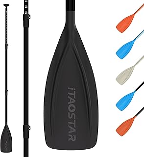 Paddle Board Paddle Detachable, Stand Up Paddle for Adults with Double Locks, Kayak Paddle Adjustable with Glass Fiber Blade, Floating Paddle Board Oar with Lightweight