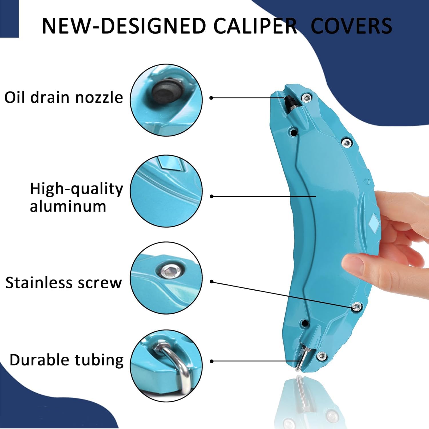 HEYOUTH 4 Piezas de 19 Pulgadas 20 Pulgadas Cubiertas de Pinza de Freno de Disco de Coche,Protector de Pinza de Freno de Disco de Aleación de Aluminio,Compatible para Tesla Modelo Y (azul claro)