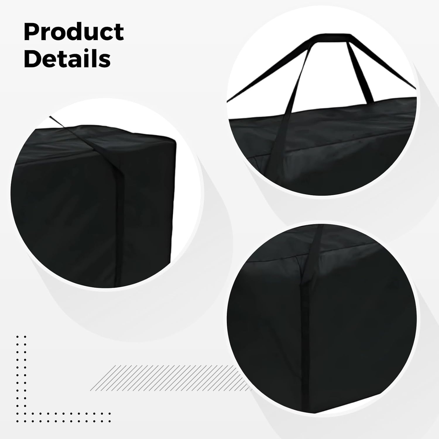 Heavy-Duty Patio Cushion Storage Bag, Large Waterproof Deck Cushion Container with Handles, 210D Oxford Large Outdoor Christmas Tree Storage for Furniture Cushions, Black