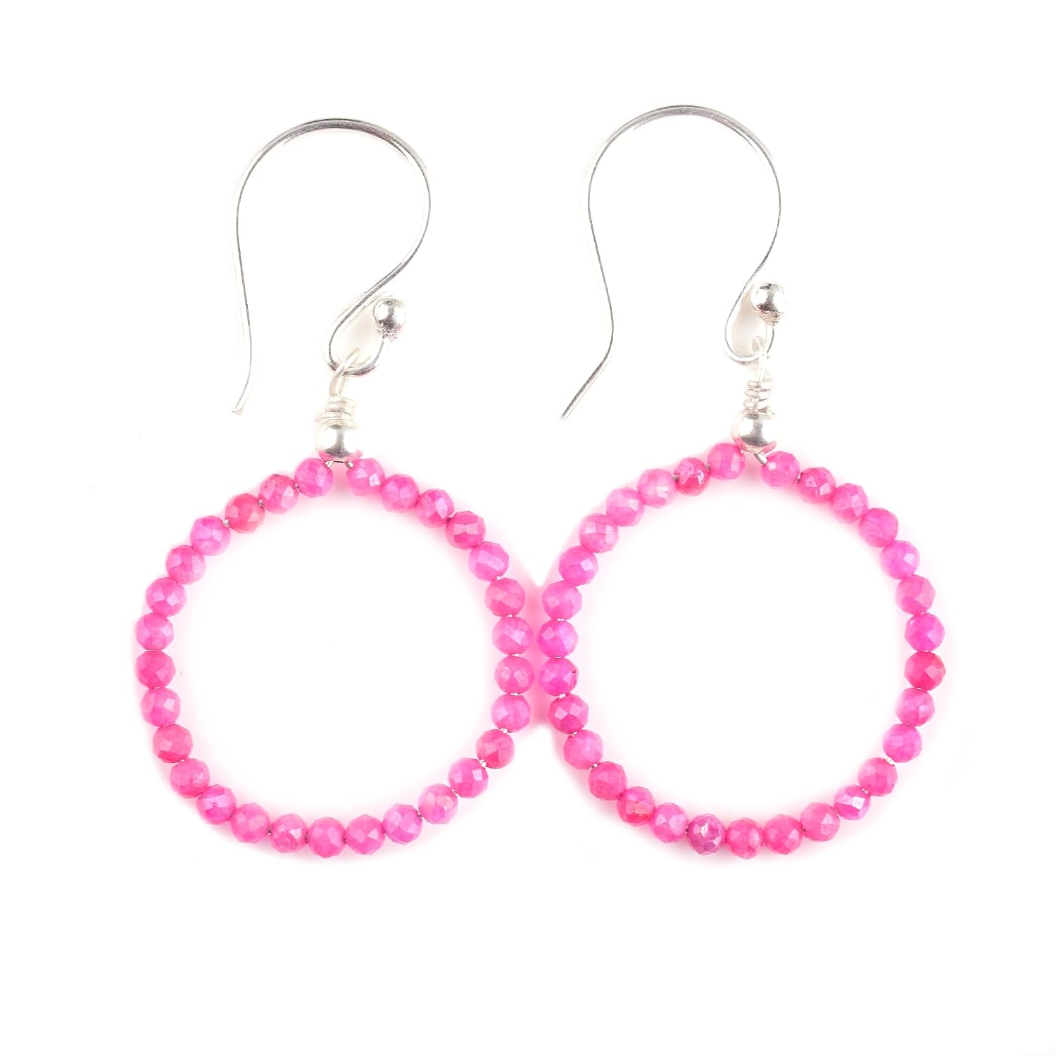 Earrings, Natural Gemstone Micro Faceted Beads, Birthstone Crystal, Jewelry for Women, Chakra Energy Healing Crystals Jewelry in Silver Plated