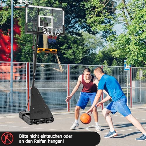 COSTWAY Basketballkorb Outdoor, tragbarer Basketballständer 150-305 cm höhenverstellbar, Basketballkorb mit Ständer, 2 Rädern & PC-Rückwand, Mobile Korbanlage Basketballanlage für Kinder, Erwachsene