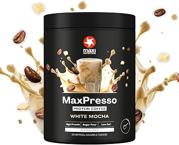 MaxiNutrition MaxPresso White Chocolate Mocha, Protein Coffee, Whey Protein Powder, 21 g Protein per Serving, Sugar-Free & Low-Fat, Mix Warm or Cold