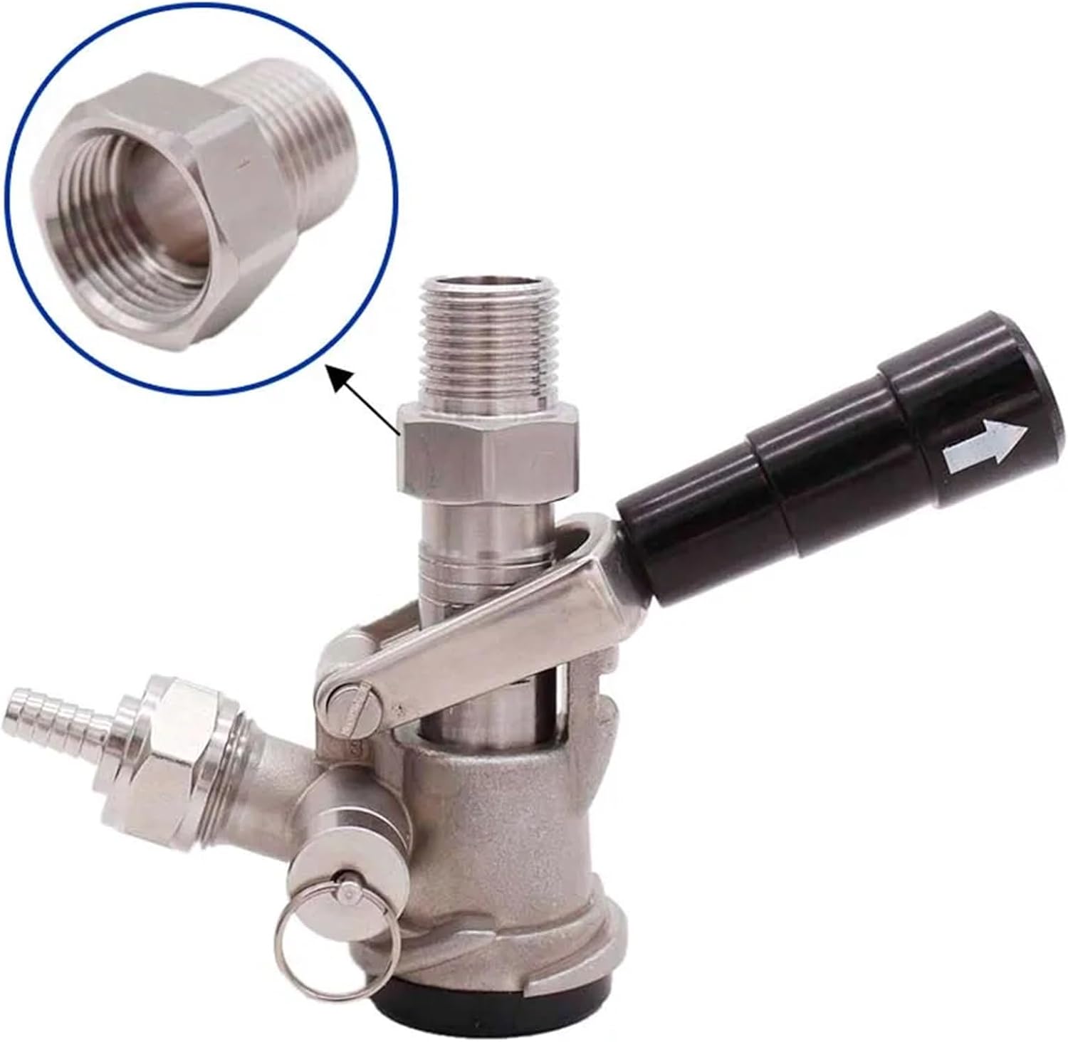 Stainless Steel 5/8" Female BSPT x 1/2" Male NPS/BSP/NPT Adapter Keg Coupler Beer Shank Adapter Homebrew Hardware(NPS)