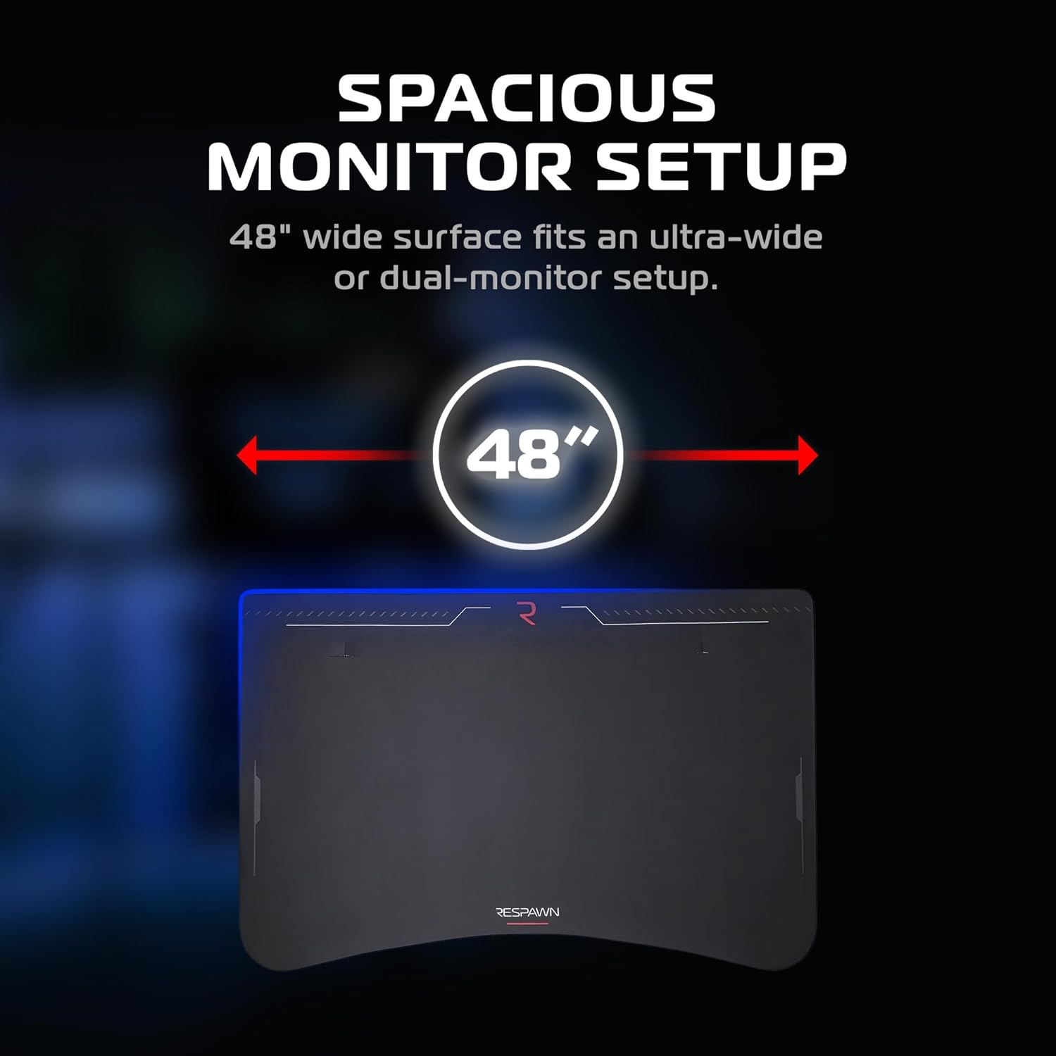 Respawn 1048 Gaming Desk with Cable Management - 48 Inch Ergonomic Full Computer Desk Mouse Pad, Sturdy Home Office Workstations, Laptop PC Console Gamer Table, Wooden Study Table for Bedroom - Black