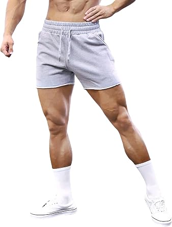 MECH-ENG Mens 5" Running Athletic Shorts,Lightweight Cotton Shorts,Workout Gym Bodybuilding Shorts