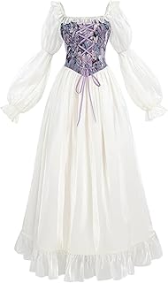 White Renaissance Dress Women Fairy Dress Victorian Medieval Costume