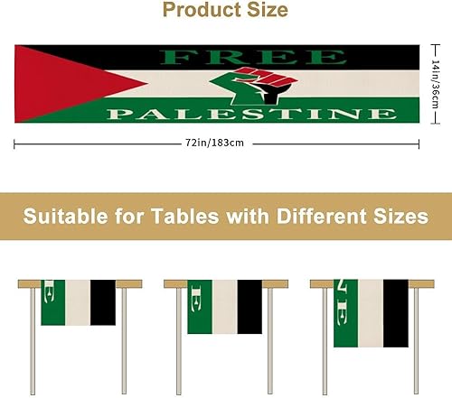 Miniatura 4 de Elegantes caminos de mesa estilo arpillera, camino de mesa de centro de Palestina, 14 x 72 pulgadas, bandera de ciudad, recuerdo, bufanda, mesa de