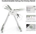 Cochildor 3-in-1 Foldable High Chair for Babies & Toddlers – Adjustable Height, Reclining Seat, 5-Point Safety Harness, Removable Tray, Lockable Wheels – Portable & Easy Clean, Green