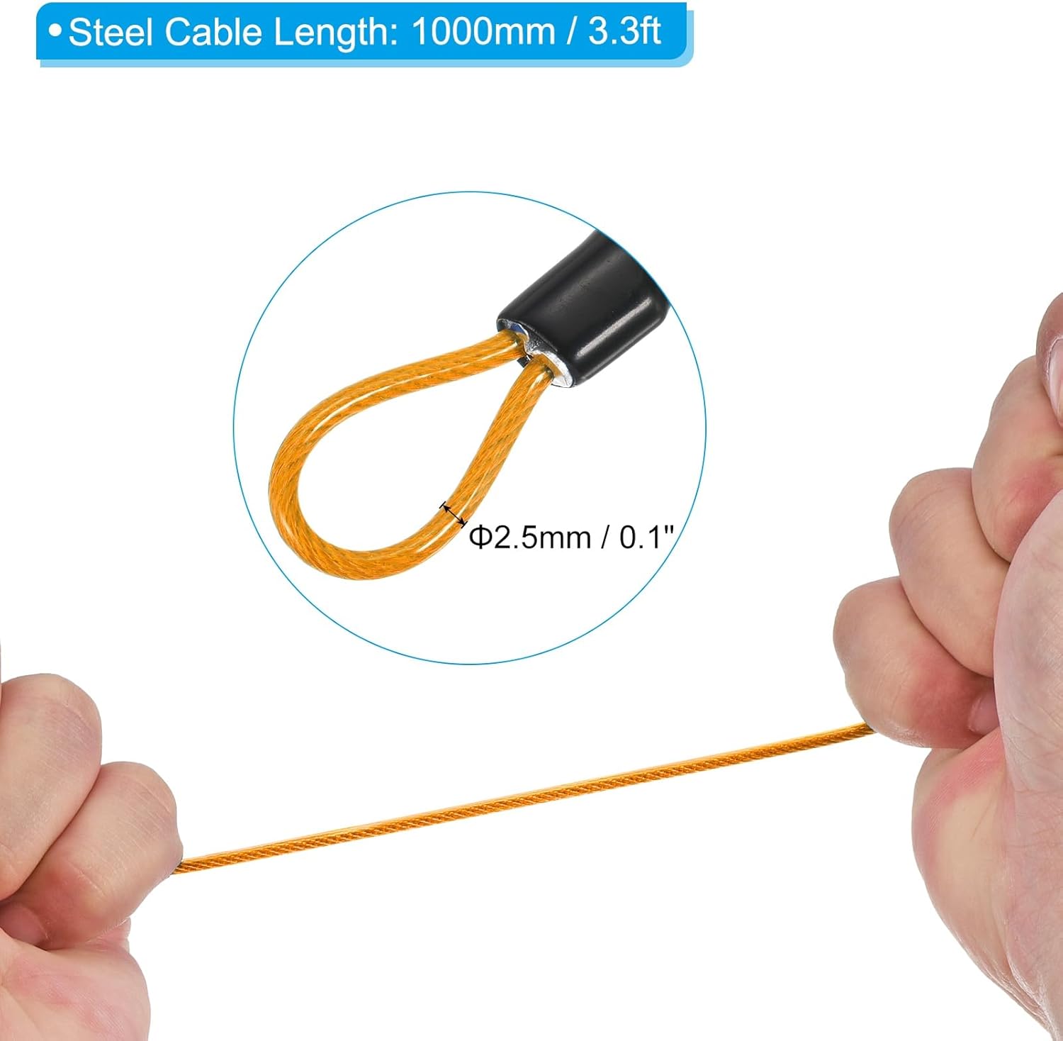 PATIKIL Security Steel Cable with 3 Digit Combination Lock, 1 Set Travel Padlock 3.3Ft Coated Safety Wire Rope Double Loop for Luggage Suitcase, Orange