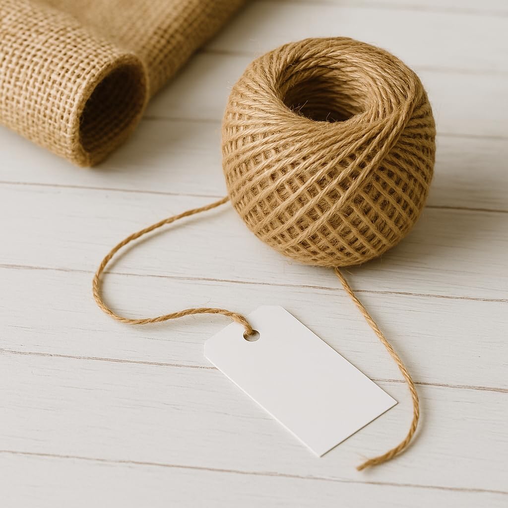 LWR CRAFTS Jute Cord 1.5mm, Natural – 225 ft Single Pack, Ball-Wound – Craft Twine for Gift Wrapping, Tags, DIY Photo Display with Mini Clothespins, Rustic Home & Party Décor