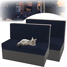 2 Set RV Dinette Cushion Covers, Stretch Velvet Camper Cushion Slipcovers, Replacement Camper Sofa Chair Protector, 2 Backrest and 2 Bench CoverDark Blue