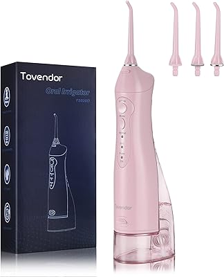 TOVENDOR Electric Water Flosser, Cordless Dental Oral Irrigator - 3 Modes, 3 Tips for Family Hygiene (300ML, Waterproof Wa...
