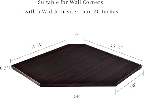 Miniatura 2 de Estante flotante de esquina de 20 pulgadas, estante esquinero montado en la pared del pentágono con agujero para cable de alambre para dormitorio,