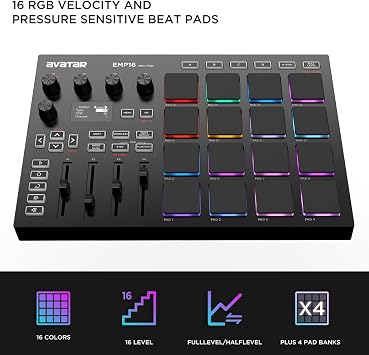 EMP16 Bluetooth MIDI Beat Pad + White EMK-25 USB MIDI Keyboard Contoller Bundle