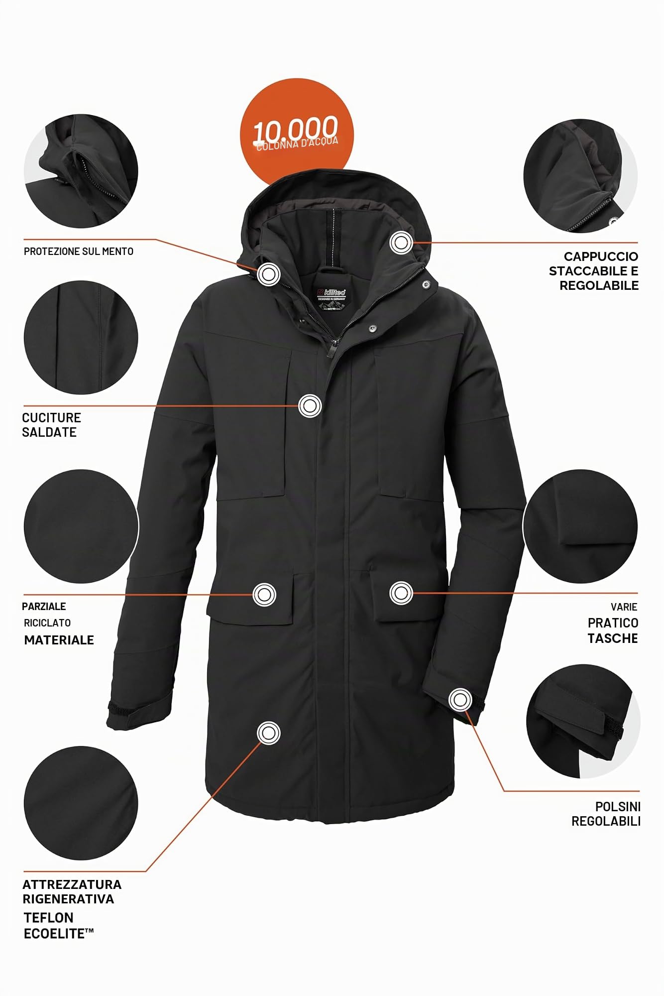 Killtec Kow 80 Mn Prk Parka funzionale con cappuccio senza zip Uomo (Pacco da 1)