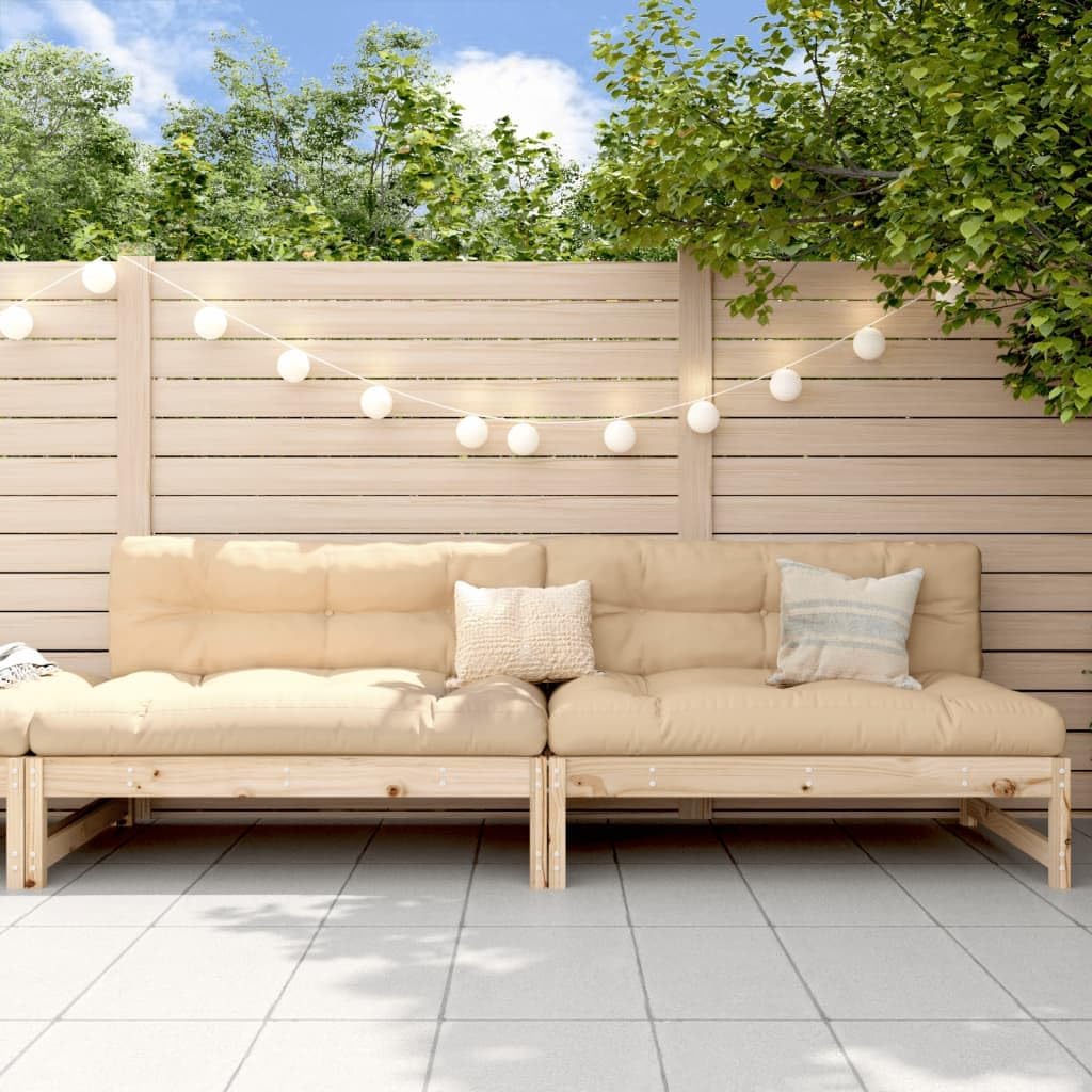 Outdoor Loveseat Patio Couch Solid Pine Wood 48"x33" Modular Balcony Loveseat Untreated Beige Weather Ready Seating for Garden Backyard Terrace