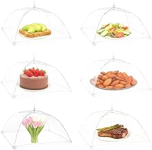 Set of 6 Collapsible Fly Covers for Food, Reusable, Anti-Fly Cover for Kitchen, Picnic, Garden, Fruit Net to Protect Fruit and Cake, 32 x 32 cm