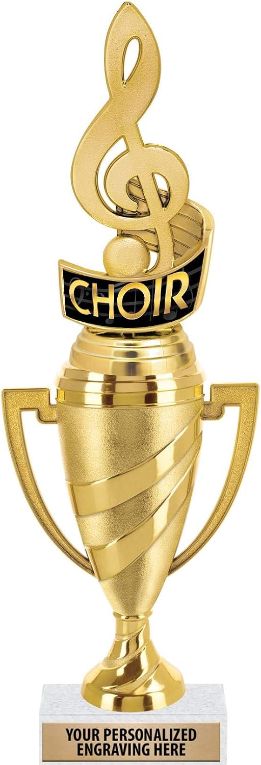 Crown Awards Choir Trophy, 10" Gold Cup Choir Music Trophies with Engraving Included