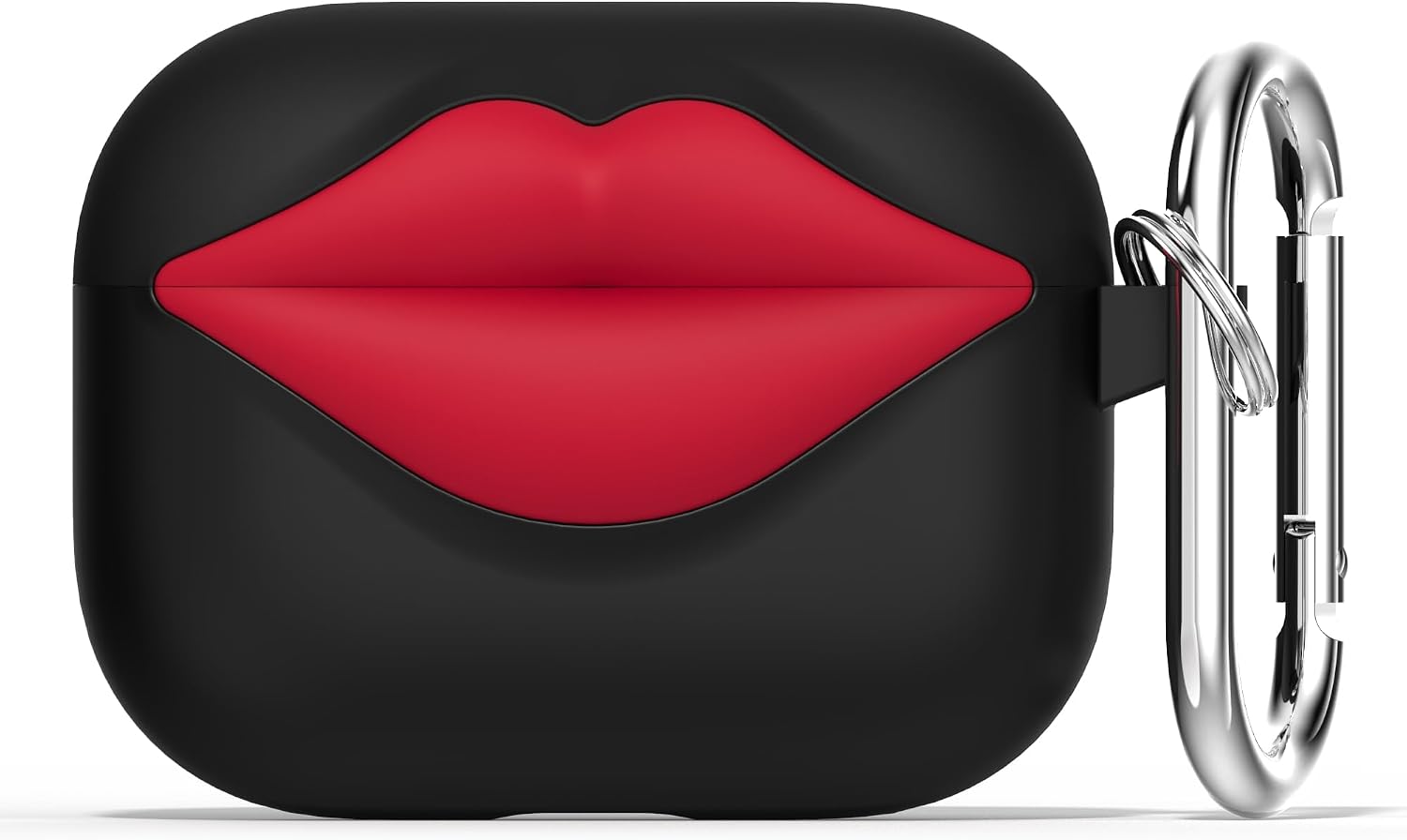 LOMONICA Super Cute 3D Red Lips Silicone Case for AirPods Pro 2/1 (Black)
