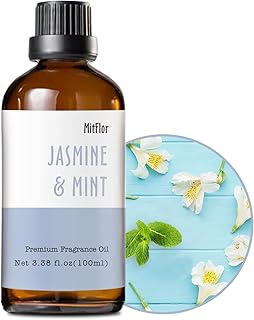 Jasmine & Mint Fragrance Oil, MitFlor 3.38 OZ/100ml Hotel Diffuser Oils,Premium Grade Fragrance Oil for Soap & Candle Making Scent, Aromatherapy Essential Oil, Fresh Scent for Home Fragrance