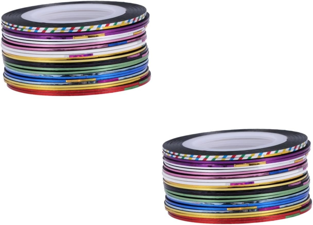 60rolls DIY Nail Striping Tapes Nail Design Stickers French Tip Stickers Tech Rolls