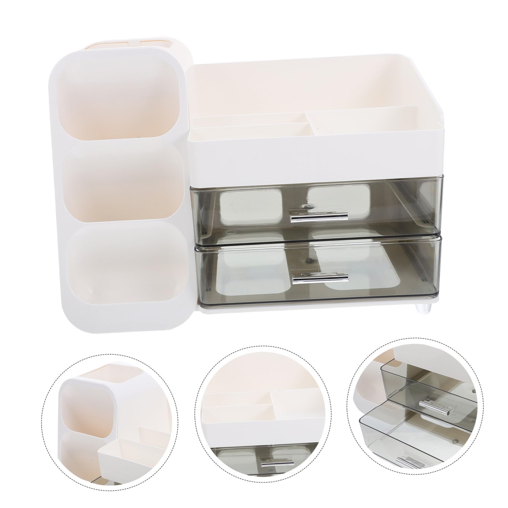 MAGICLULU Multifunktionaler Kosmetik Organizer mit Großer Kapazität Weißer Aufbewahrungsbox für Make-up Lippenstifte und Hautpflege für Schminktisch Schlafzimmer und Badezimmer