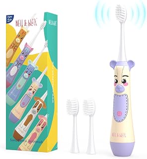 Kids Electric Toothbrush, 2-Min Timer, 3 Modes with Memory, IPX 7 Waterproof, Battery Powered Kids Toothbrush with 3 Soft Bristles Heads for Children Boys and Girls Ages 3+…