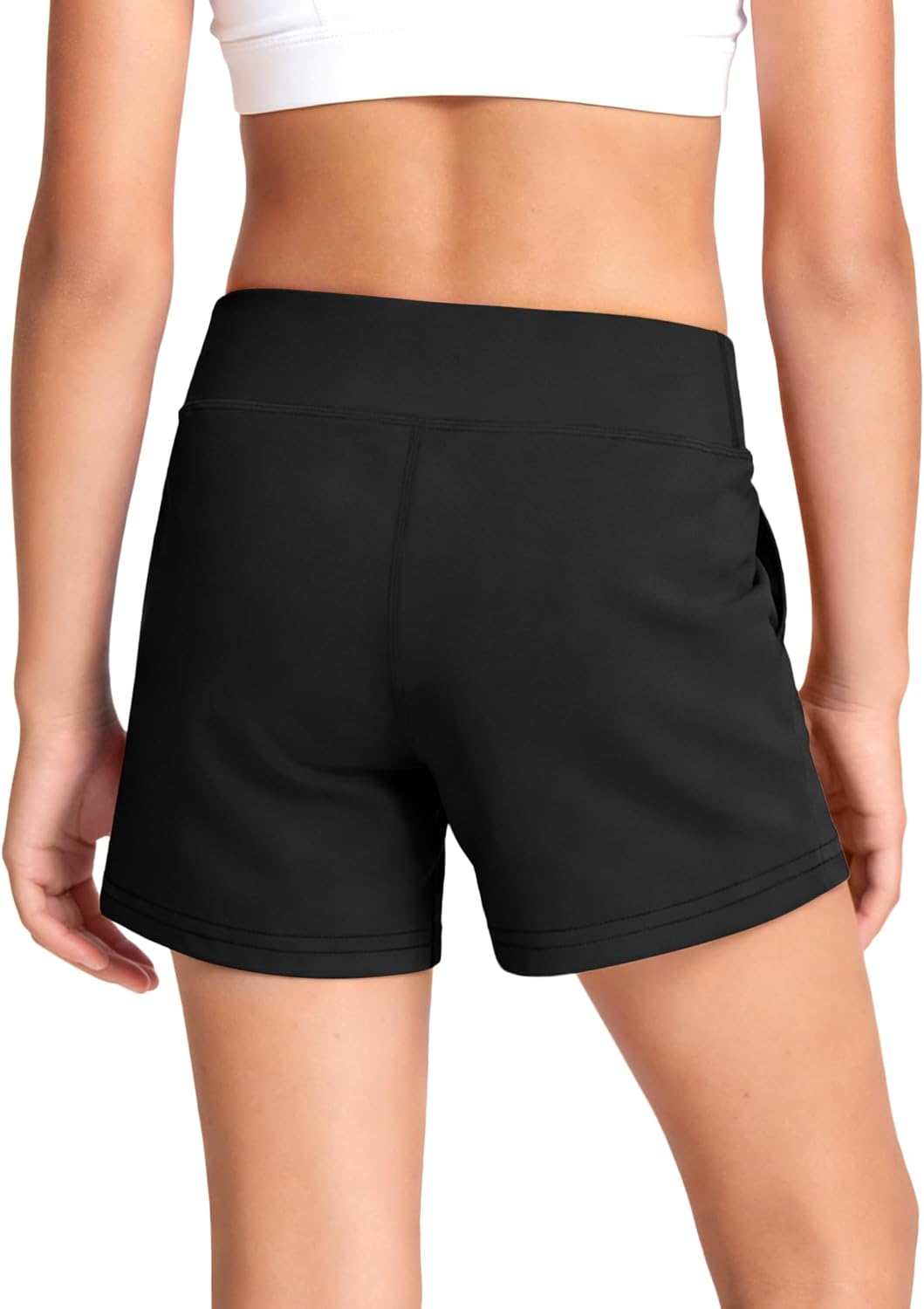 HASMES Girls High Waisted Athletic Shorts Kids Yoga Shorts with Pockets for Running Gymnastics Lounge - Image 4